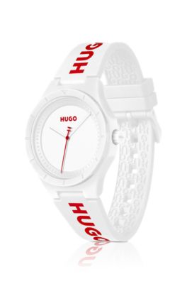 White-dial watch with silicone strap, Assorted-Pre-Pack