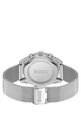 Blue-dial chronograph watch with mesh bracelet, Assorted-Pre-Pack