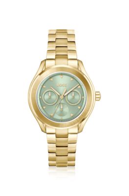 Green-dial watch with link bracelet, Assorted-Pre-Pack