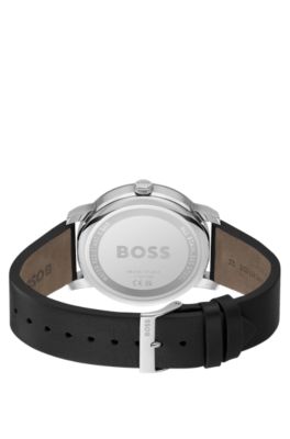 Contender Reloj con correa de piel y esfera negra, Assorted-Pre-Pack