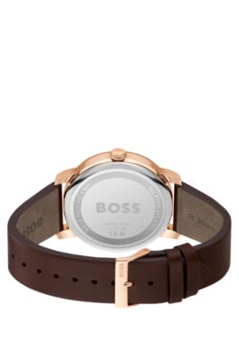 hugo boss brown leather watch strap replacement