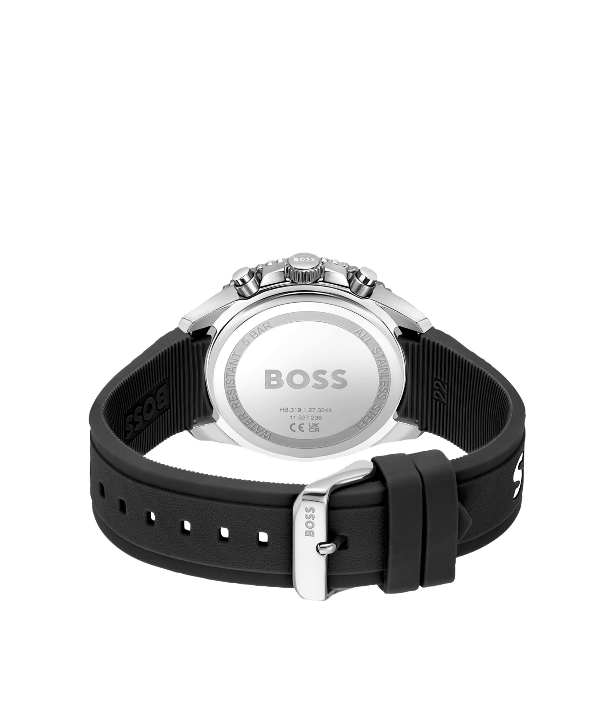 BOSS - Black-dial chronograph watch with silicone strap