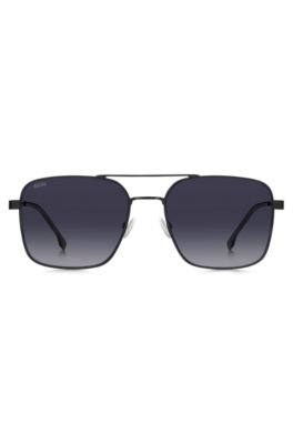 Double-bridge sunglasses in black steel
