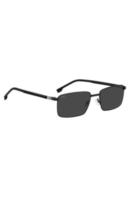 Black-steel sunglasses with striped hinge, Assorted-Pre-Pack