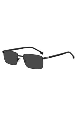 Black-steel sunglasses with striped hinge, Assorted-Pre-Pack