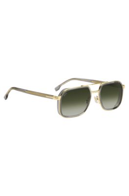 Layered-effect sunglasses in gray acetate and steel, Assorted-Pre-Pack