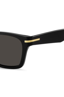 Black-acetate sunglasses with gold-tone hinges, Assorted-Pre-Pack