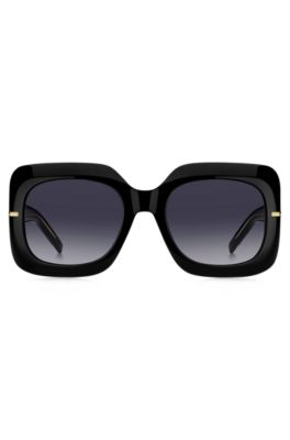 Gafas de sol de acetato negro con bisagras en tono dorado, Assorted-Pre-Pack