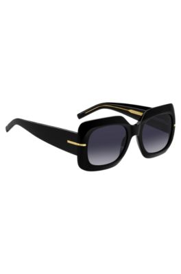 Gafas de sol de acetato negro con bisagras en tono dorado, Assorted-Pre-Pack