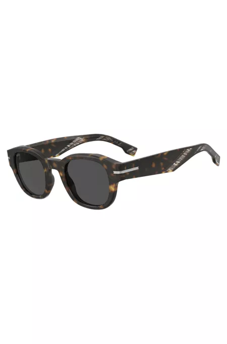Patterned-acetate sunglasses with silver-tone hinges