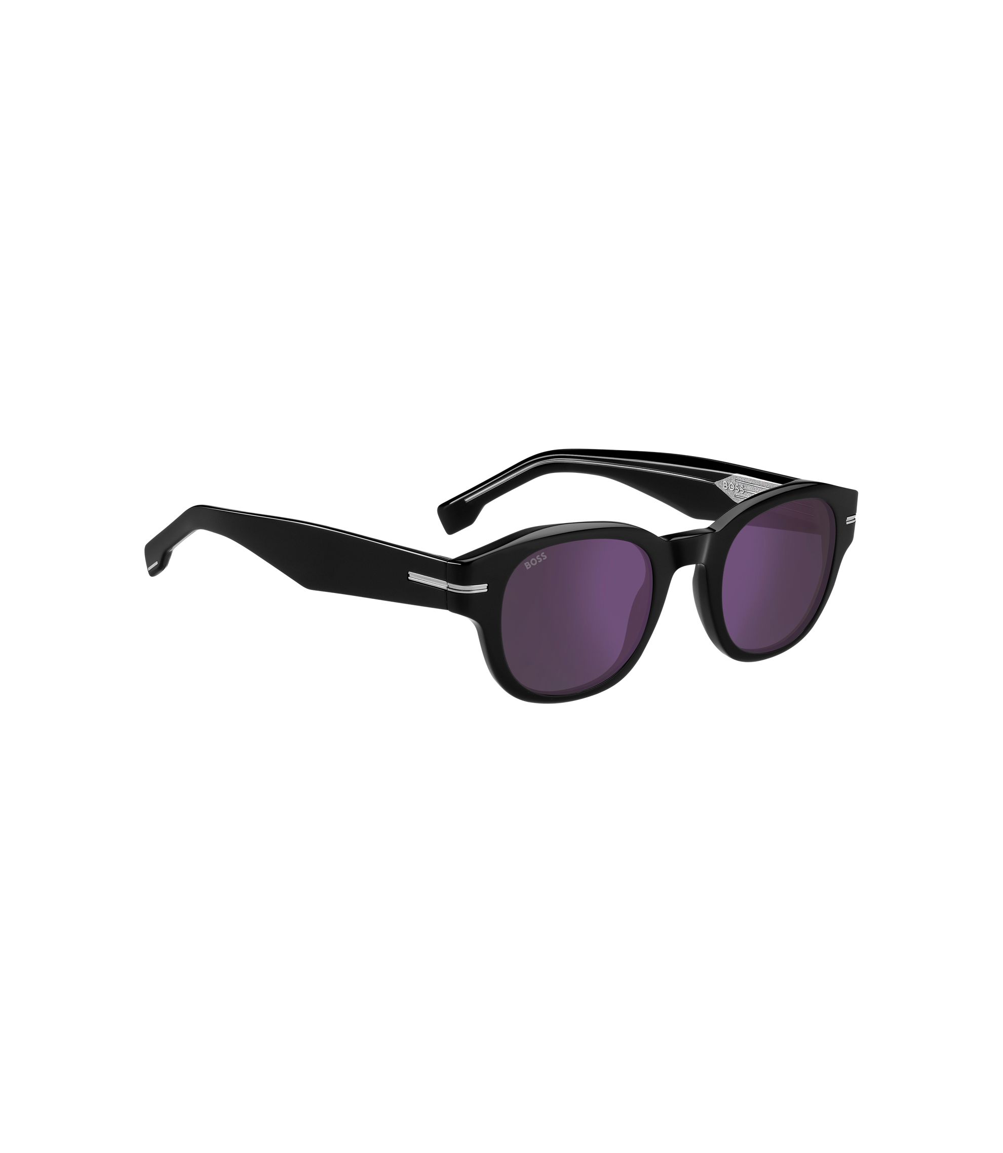 BOSS - Black-acetate sunglasses with violet lenses display picture 2
