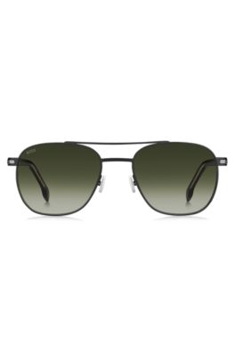 Double-bridge sunglasses in black steel
