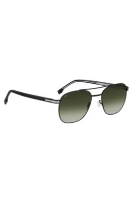 Double-bridge sunglasses in black steel, Assorted-Pre-Pack