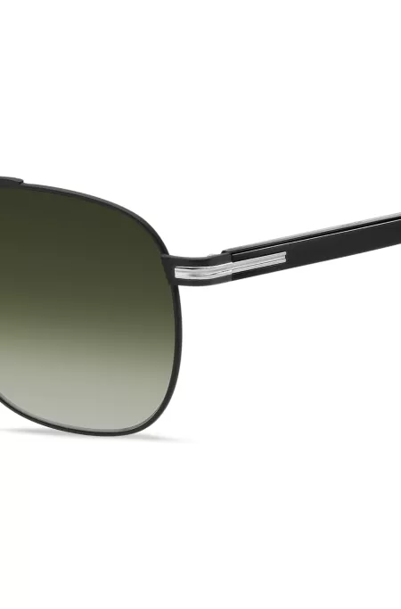 Double-bridge sunglasses in black steel