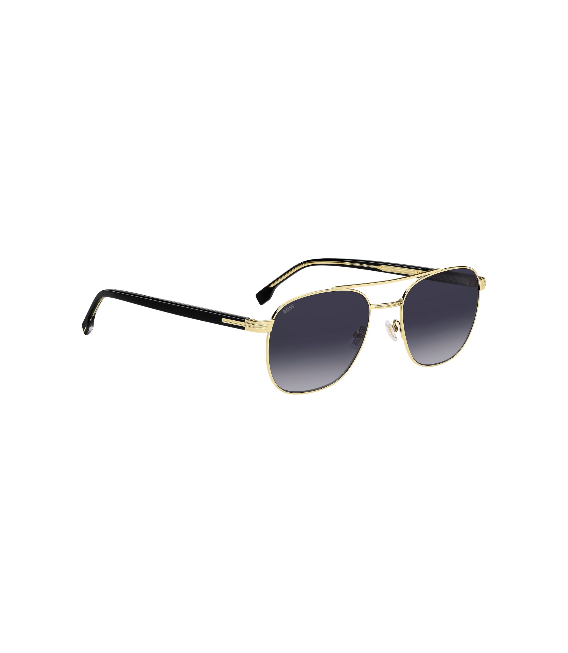 BOSS - Double-bridge sunglasses in black and gold tones
