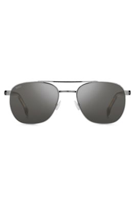 Silver-tone sunglasses with horn-effect details