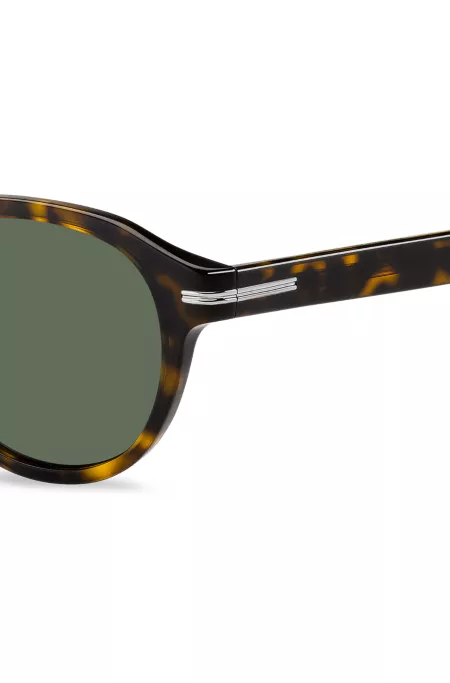Patterned-acetate sunglasses with silver-tone hinges