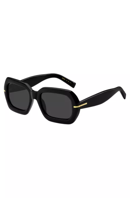 Black-acetate sunglasses with gold-tone hinges