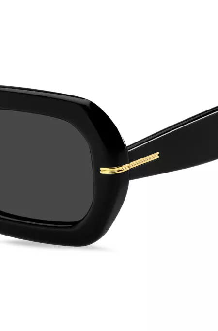 Black-acetate sunglasses with gold-tone hinges