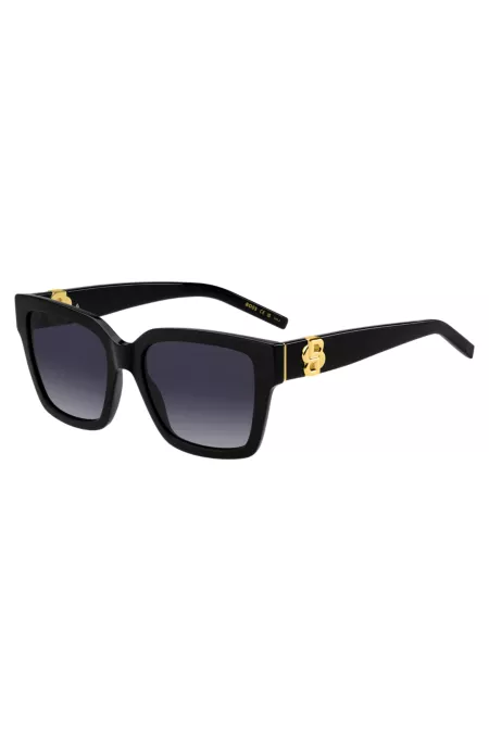 Black-acetate sunglasses with gold-tone Double B monograms
