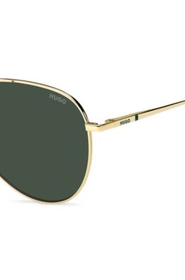 Double-bridge sunglasses in gold-tone metal, Assorted-Pre-Pack
