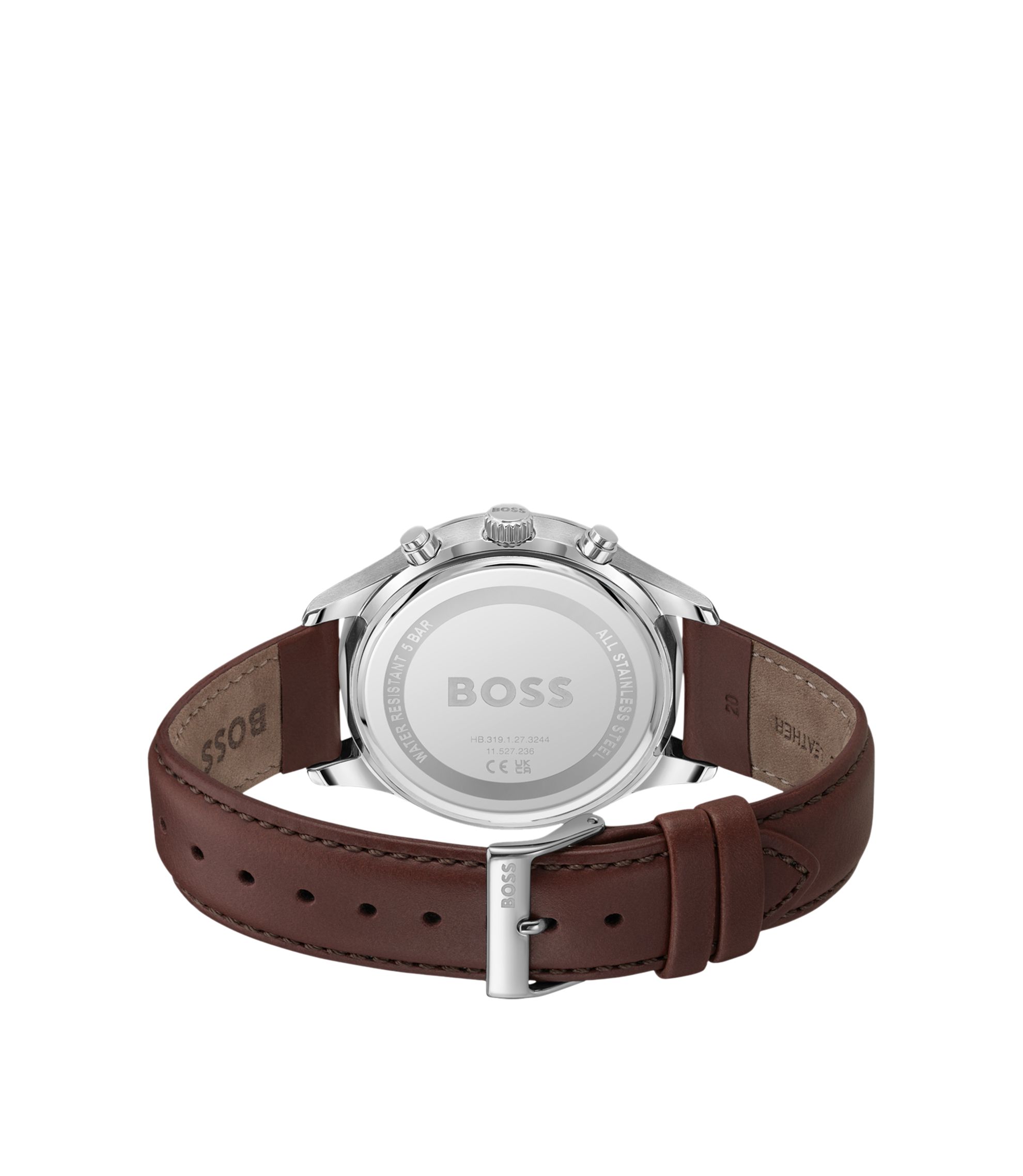 HUGO BOSS SILVER DIAL SNAKESKIN LEATHER WATCH BOSS - Grey-plated watch with leather strap - Silver main image 3