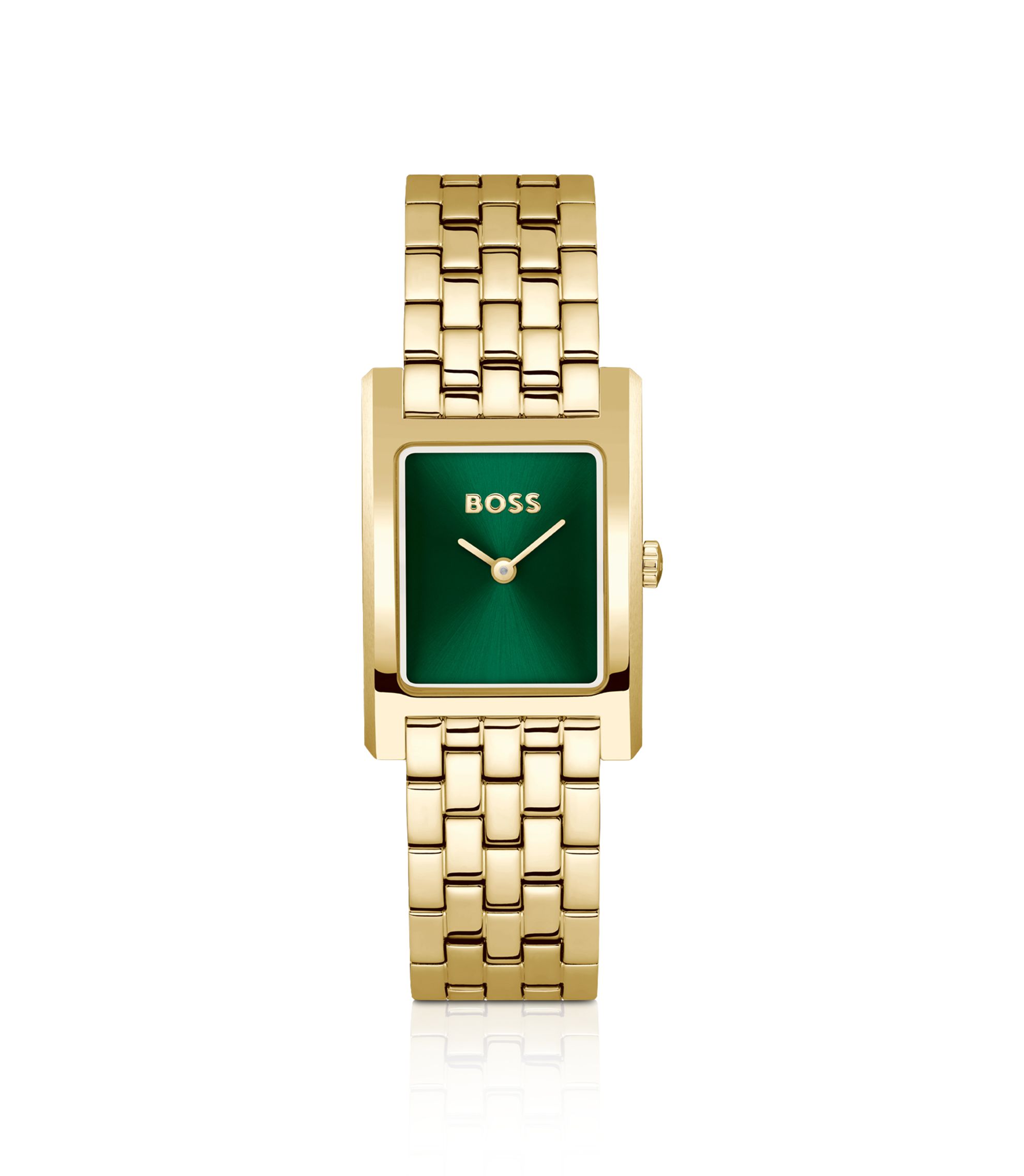 BOSS - Green-dial watch in gold-tone steel