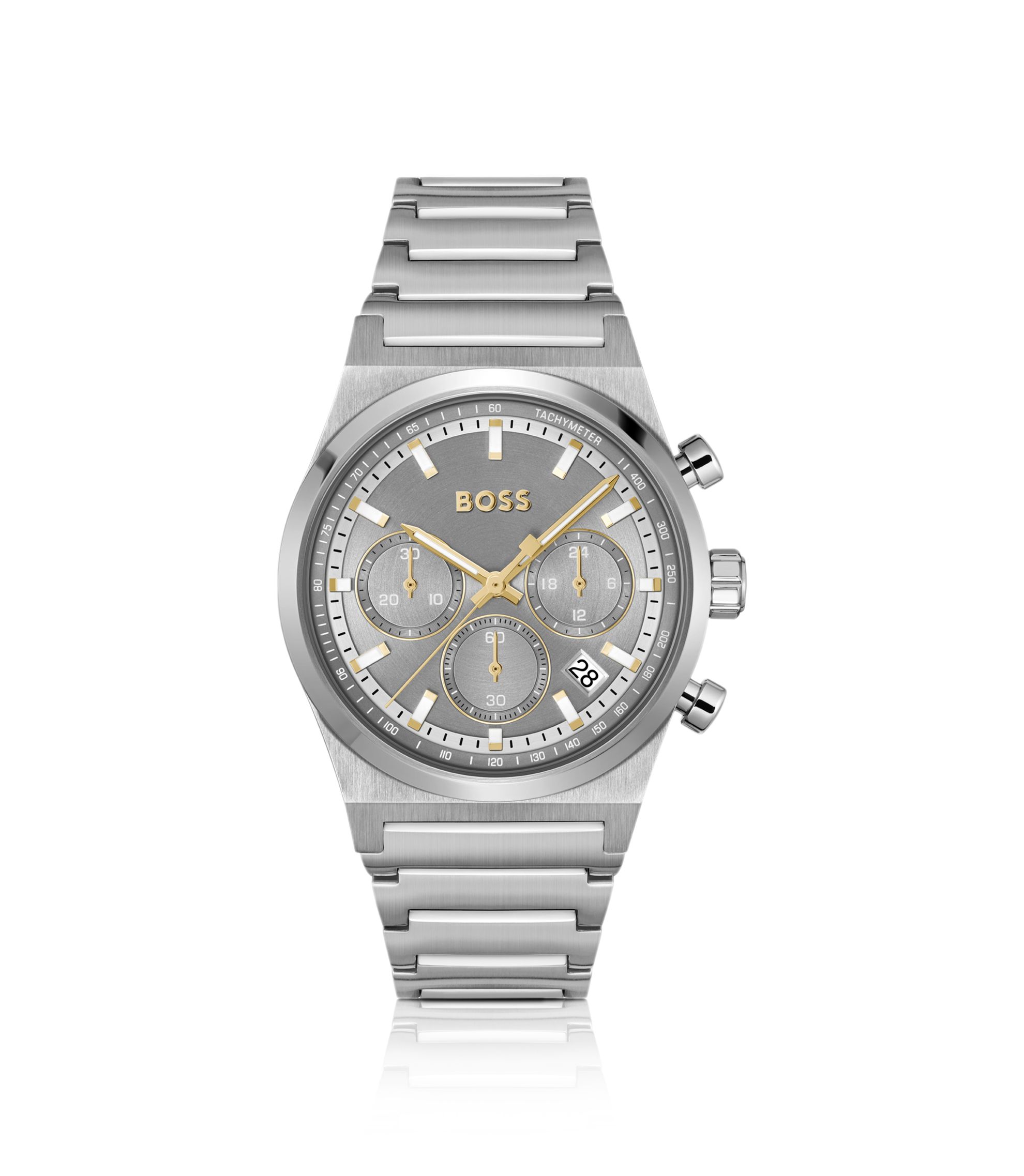 BOSS - Link-bracelet chronograph watch in silver-tone steel