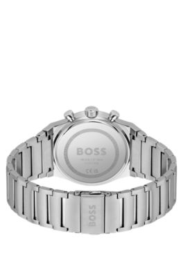 Link-bracelet chronograph watch in silver-tone steel, Assorted-Pre-Pack