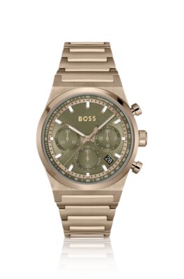 Link-bracelet chronograph watch in gold-tone steel, Assorted-Pre-Pack