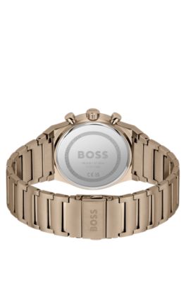 Link-bracelet chronograph watch in gold-tone steel, Assorted-Pre-Pack