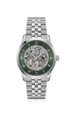 Principle Stainless-steel automatic watch with skeleton dial, Assorted-Pre-Pack