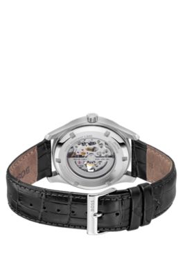PRINCIPLE SKELETON Leather-strap watch with skeleton Japanese automatic movement, Assorted-Pre-Pack