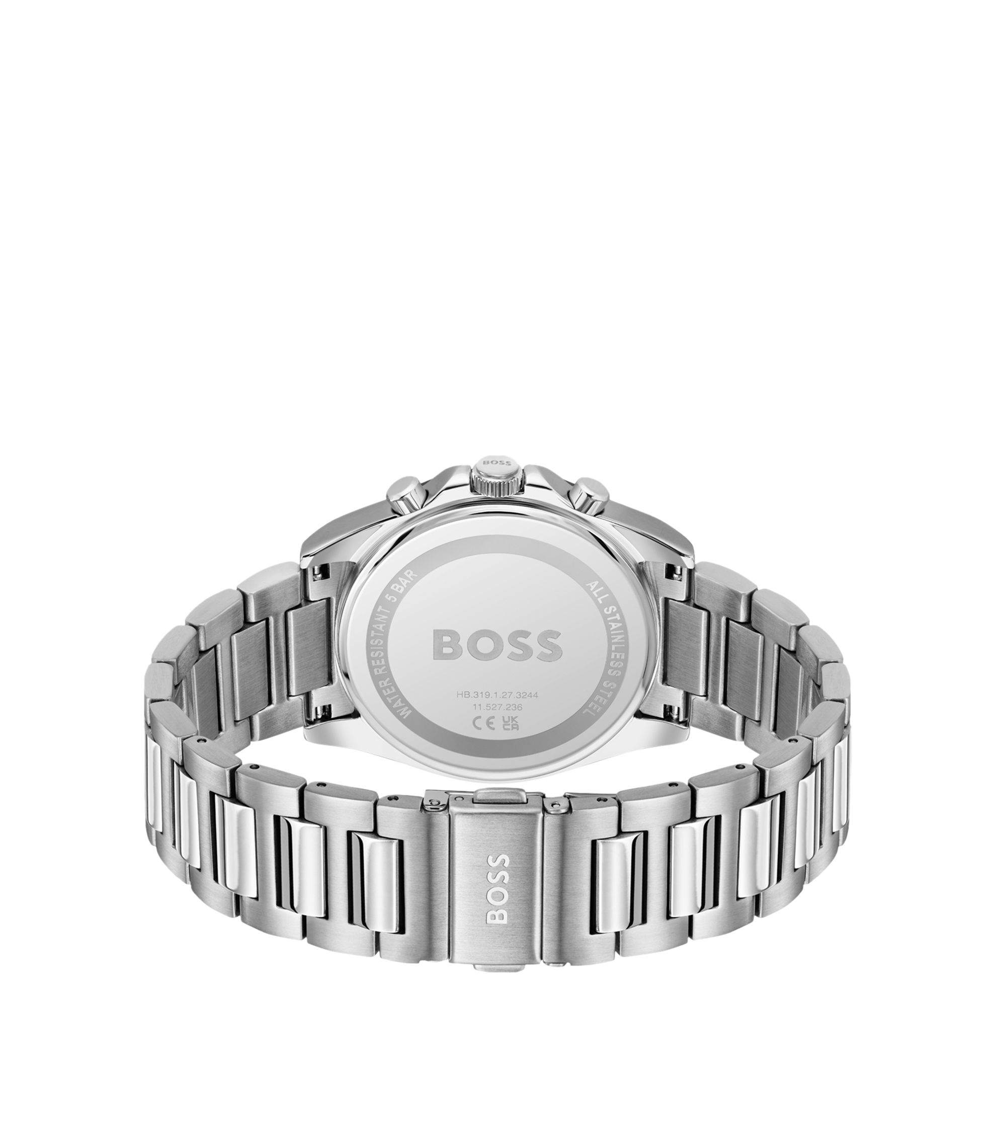 BOSS - Link-bracelet chronograph watch with green grooved dial
