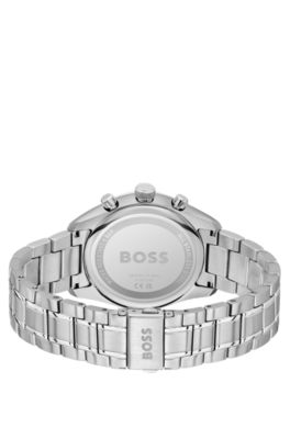 Blue-dial chronograph watch in silver-tone steel, Assorted-Pre-Pack