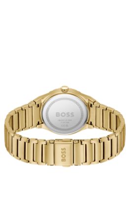Reloj en tono dorado con &iacute;ndices de cristal y pulsera de eslabones, Assorted-Pre-Pack