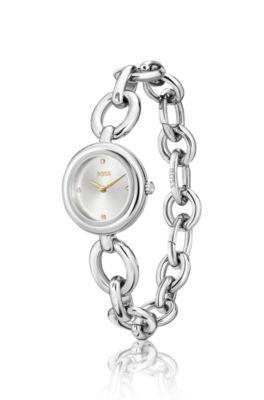 Reloj de tono plateado con pulsera de anillas, Assorted-Pre-Pack