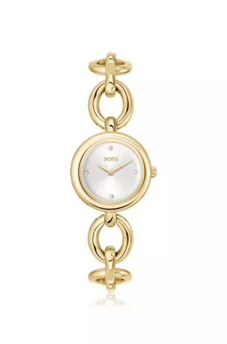 Ring-bracelet watch in gold-tone steel