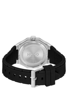 Reloj de tono plateado con correa de silicona con logo, Assorted-Pre-Pack