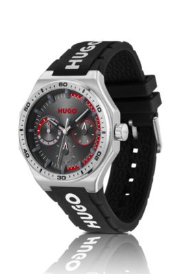 Reloj de tono plateado con correa de silicona con logo, Assorted-Pre-Pack