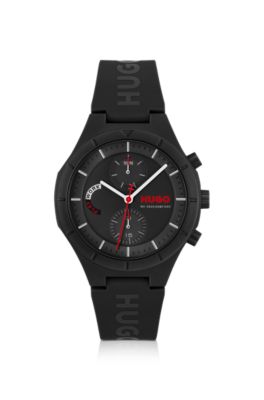 #LIT MULTI Black watch with silicone logo strap, Assorted-Pre-Pack