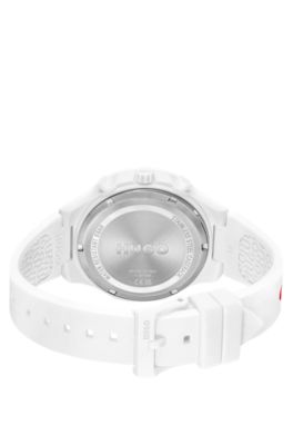 White watch with silicone logo strap, Assorted-Pre-Pack