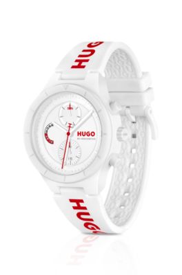 #LIT MULTI White watch with silicone logo strap, Assorted-Pre-Pack