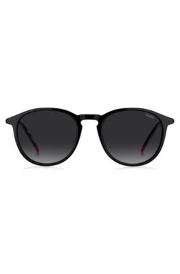 Tubular-temple sunglasses in black acetate, Assorted-Pre-Pack
