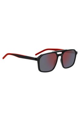 Double-bridge sunglasses with two-tone end tips, Assorted-Pre-Pack