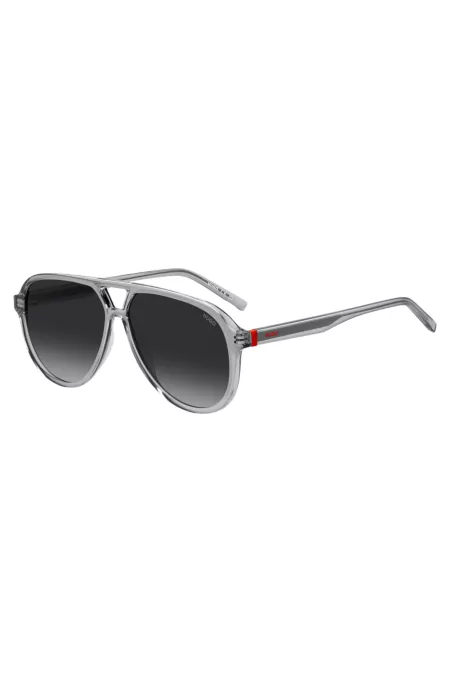 Double-bridge sunglasses in transparent acetate