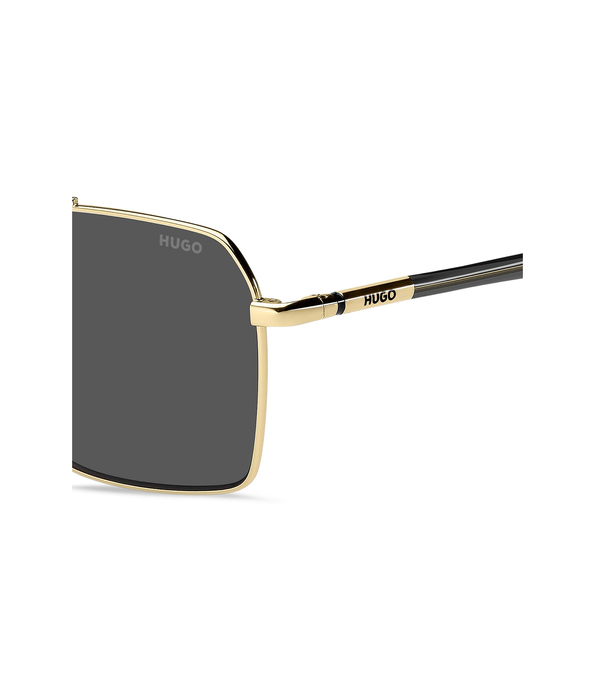 HUGO - Double-bridge sunglasses in black and gold tones
