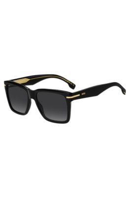 Black-acetate sunglasses with gold-tone trims, Assorted-Pre-Pack