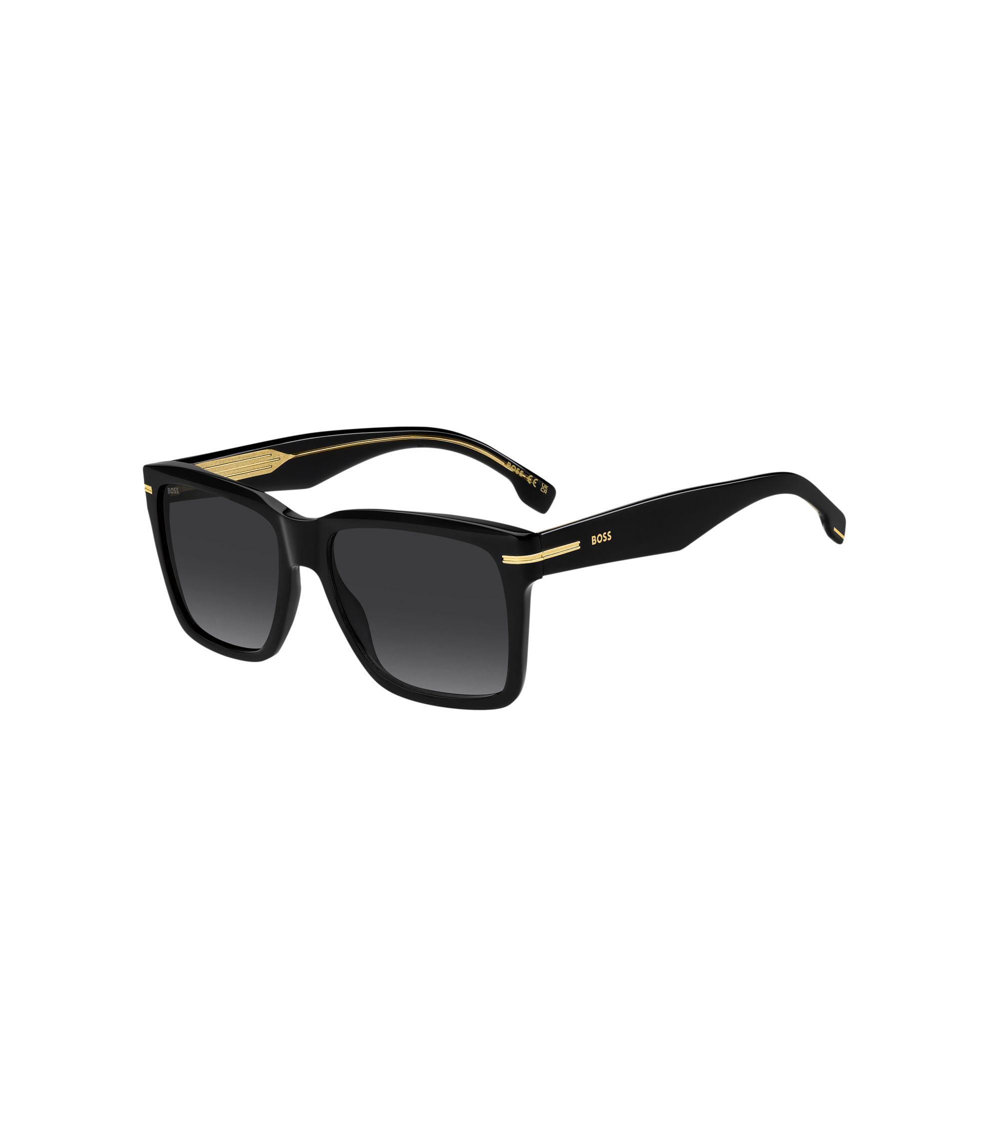 BOSS - Black-acetate sunglasses with gold-tone trims display picture 3