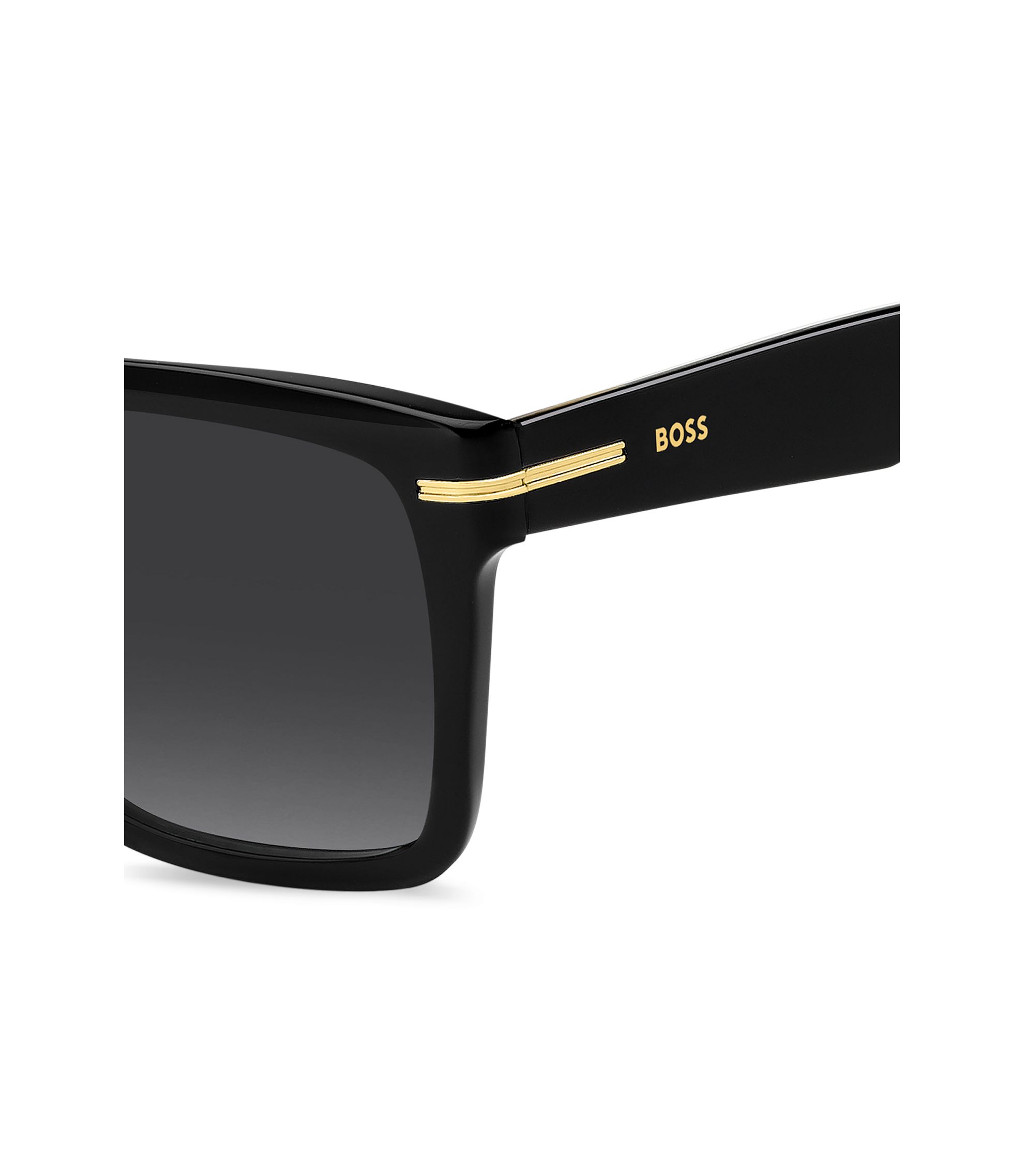 HUGO BOSS ヒューゴボス サングラス   1381   ブラック/ゴールドカラー メンズ / 241021000174 BOSS - Black-acetate sunglasses with gold-tone trims